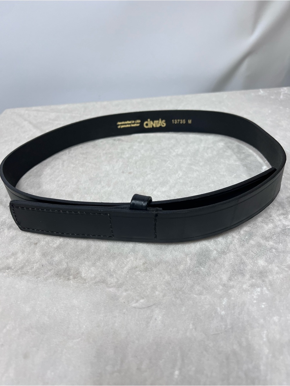 Black Leather Uniform Belt Men's no buckle size M